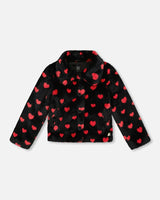 Faux Fur Short Coat with Hearts