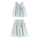 Metallic Ruffle Bow Sleeveless Top & Skirt Set
