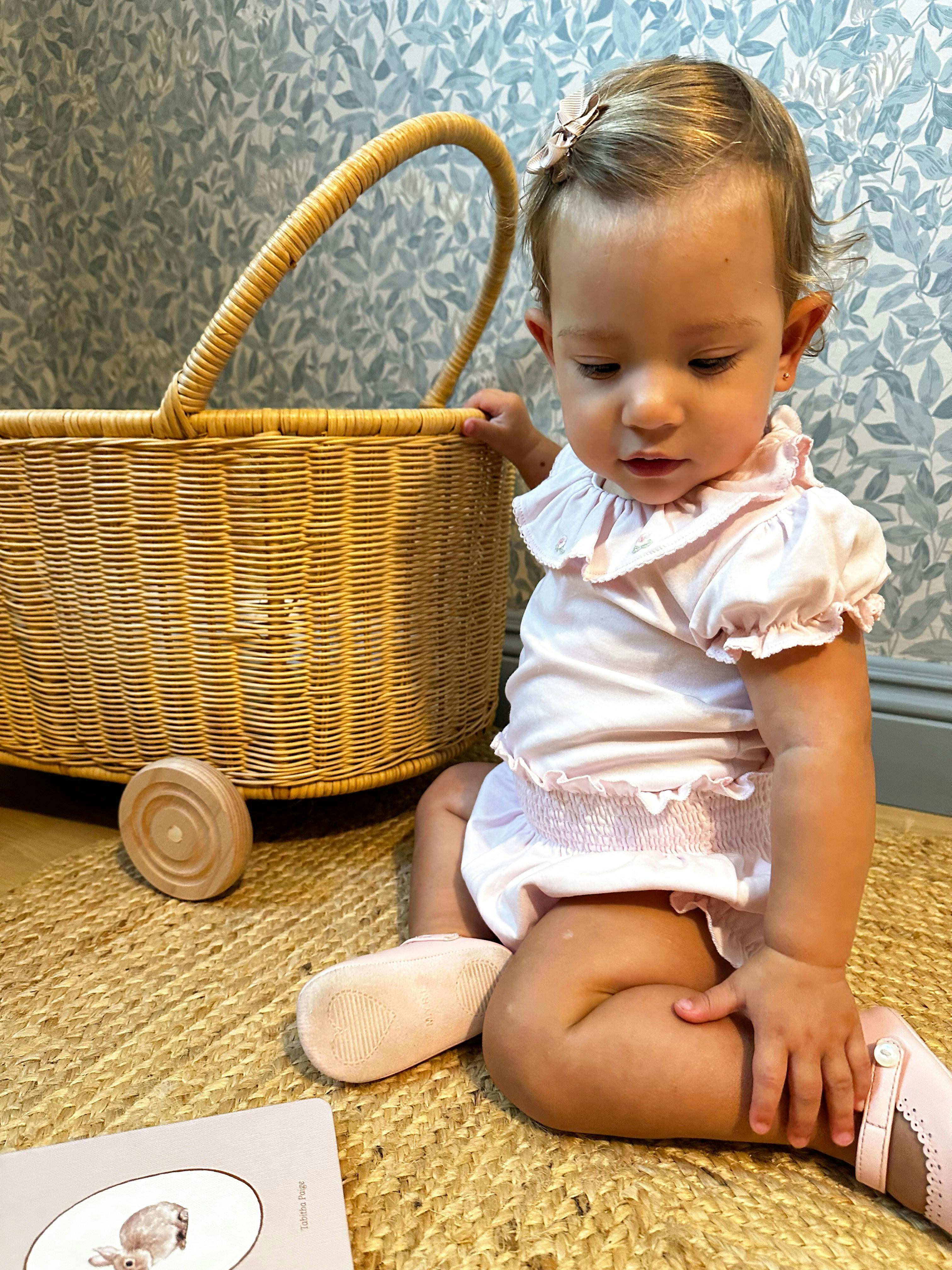 Pima Bodysuit Ruffle Short Sleeves Peonies Pink