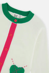 Knitted Cardigan Off-White, Green and Pink