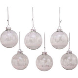 80MM Clear with White Tree Design Glass Ball Ornaments