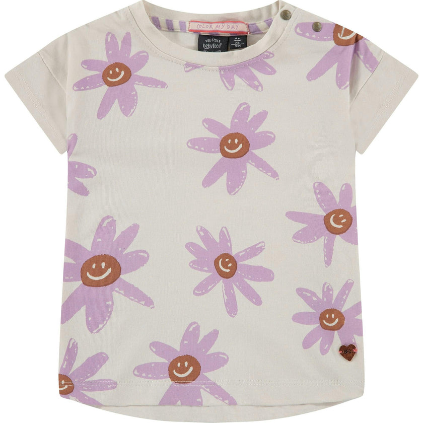 Smiling Daisy Print Short Sleeve T-Shirt