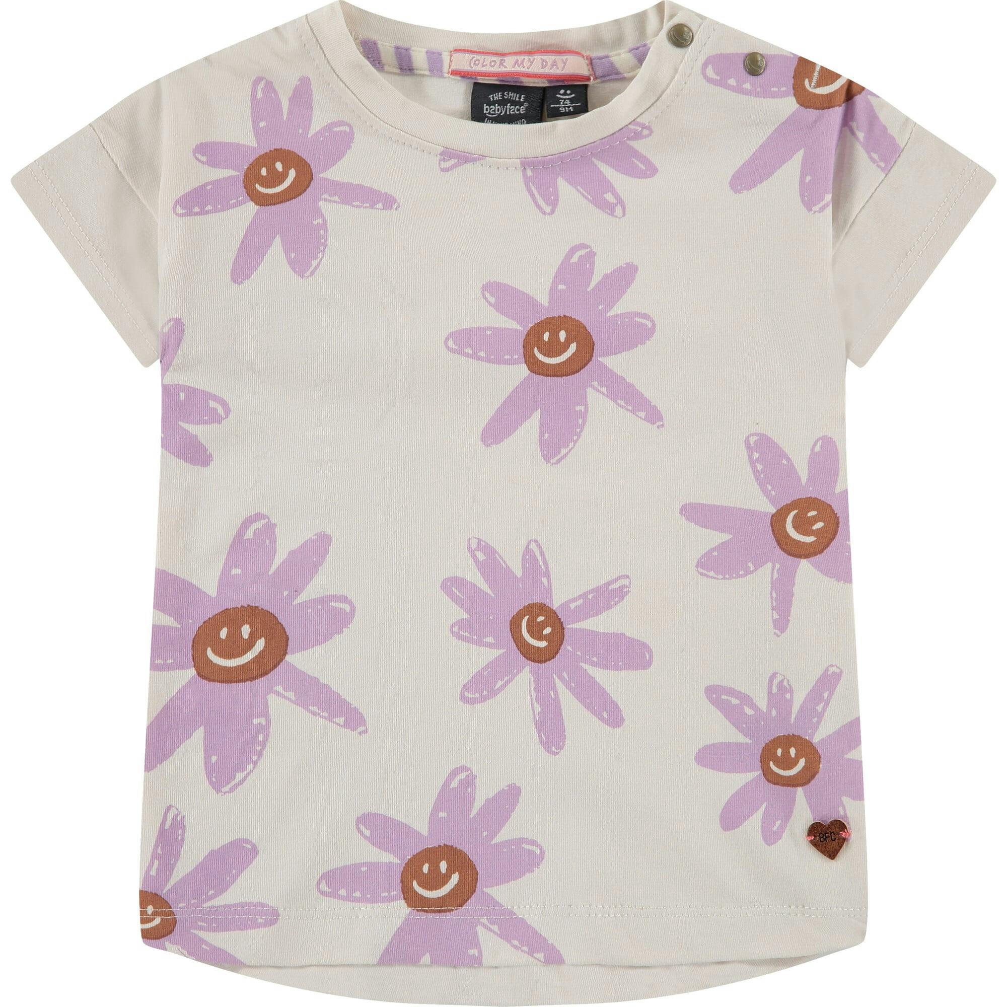 Smiling Daisy Print Short Sleeve T-Shirt