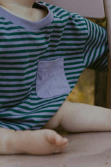 Harley Pocket Romper in Purple Ash Stripe
