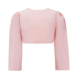 Peach Cropped Satin Cardigan