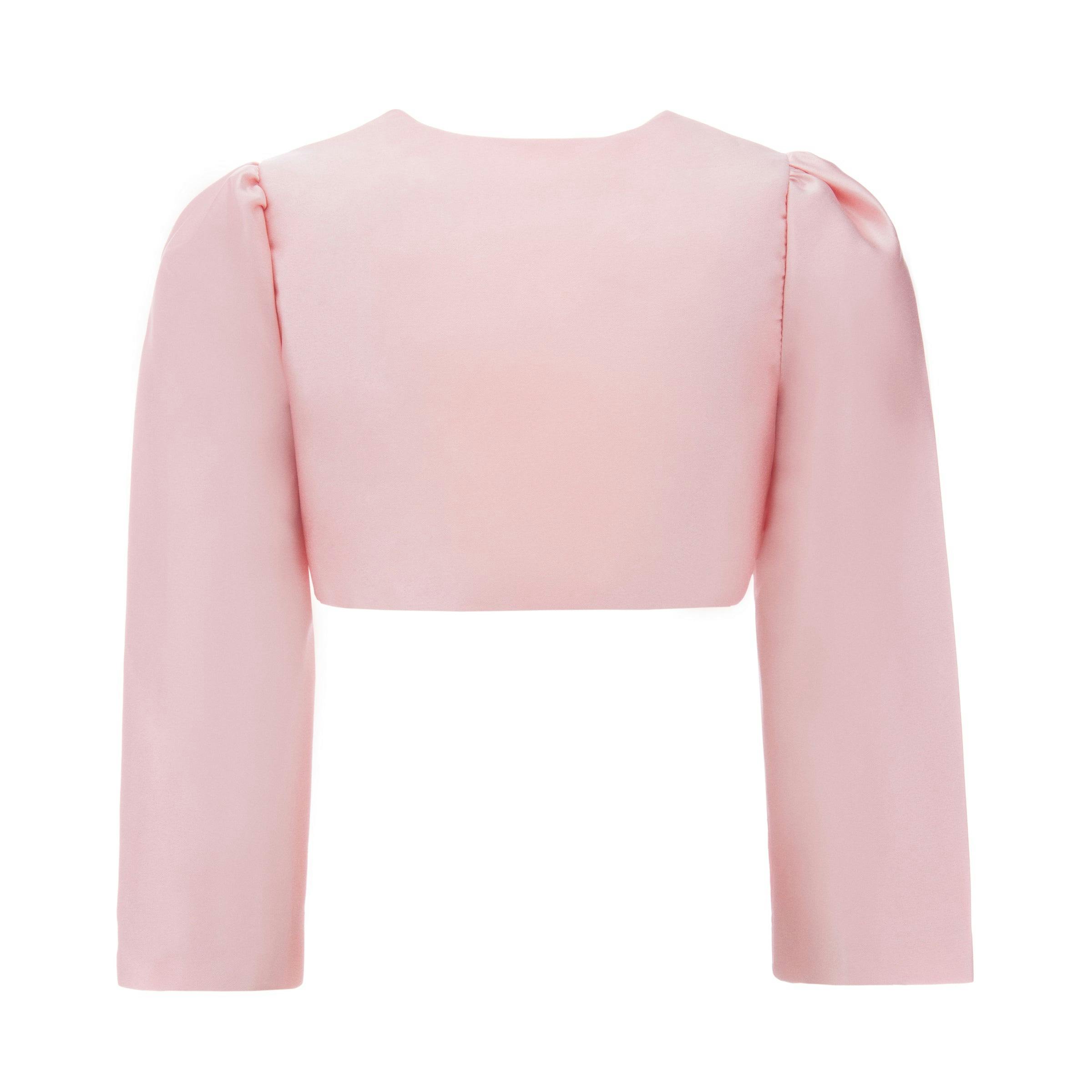 Peach Cropped Satin Cardigan