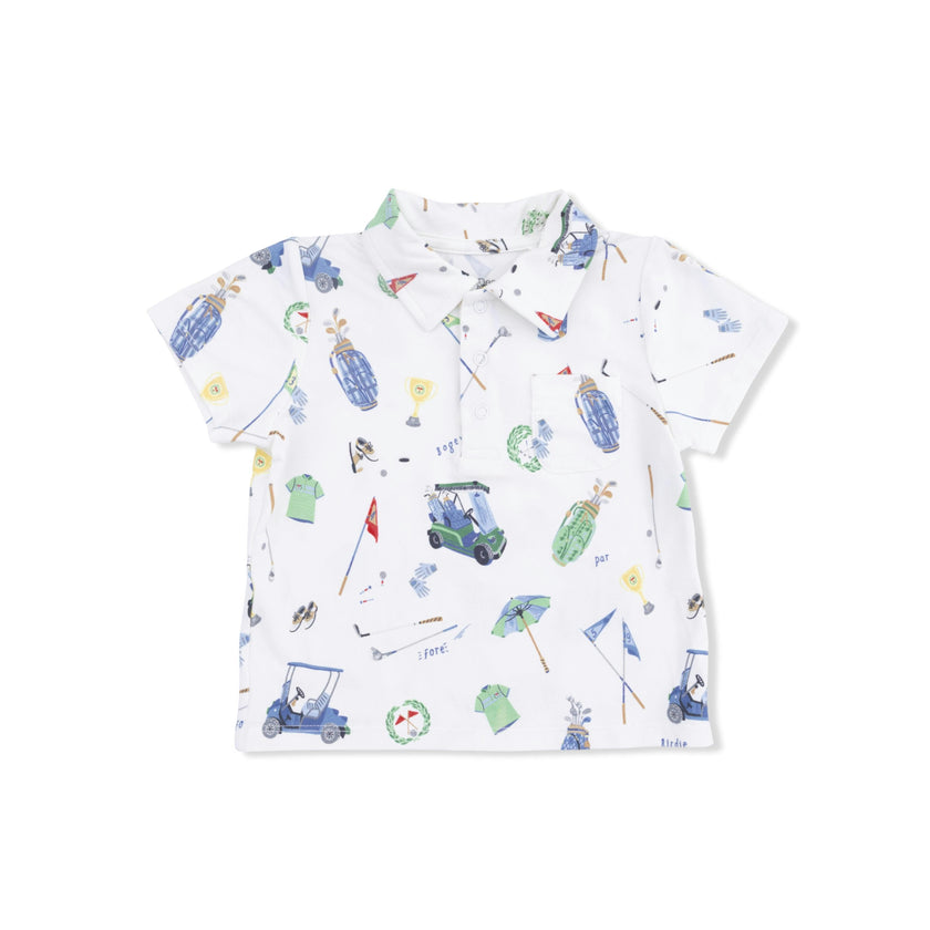 Golf Things - Polo with Casual Short with Solid Bucket Hat