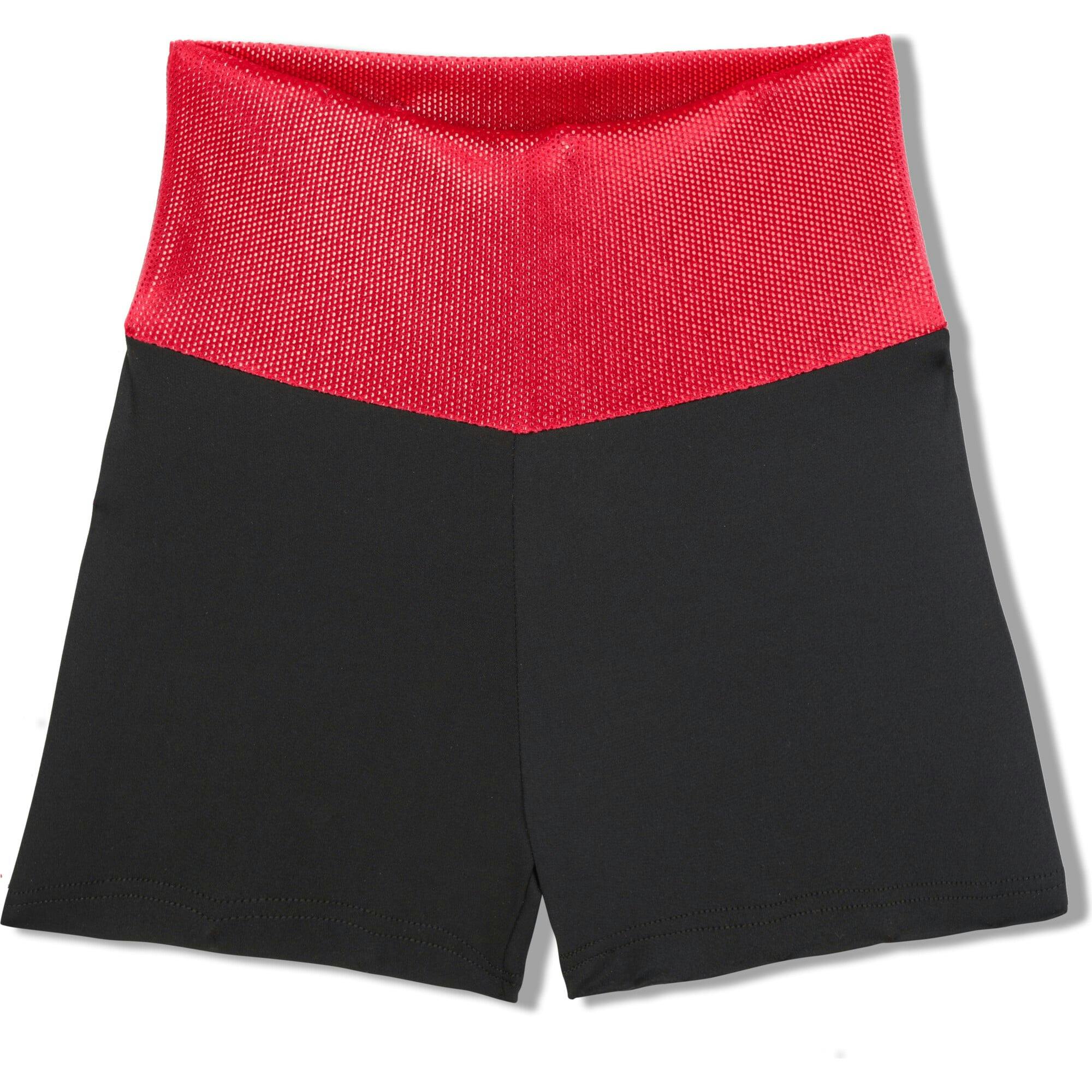 Black Shorts with Red Dizzy Velvet Waist, Black