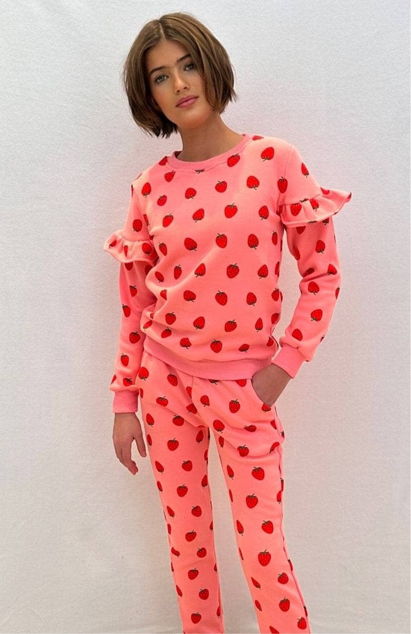 Strawberry Ruffle Joggers Set