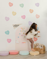 Peel & Stick Fabric Wall Stickers - Affirmation Candy Hearts Brights