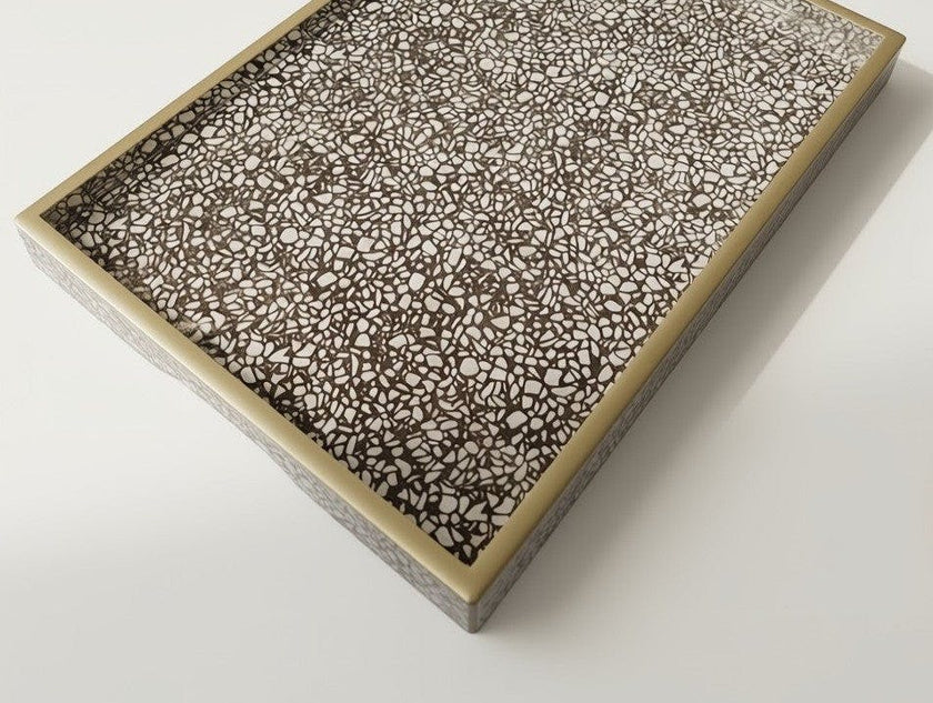 Handmade Reverse Painted Mirror Tray Terrazzo - Medium
