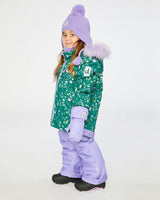 Two Piece Play Snowsuit Green Mini Flower Print