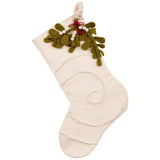 Mistletoe Cream Christmas Stocking Hand Felted Wool