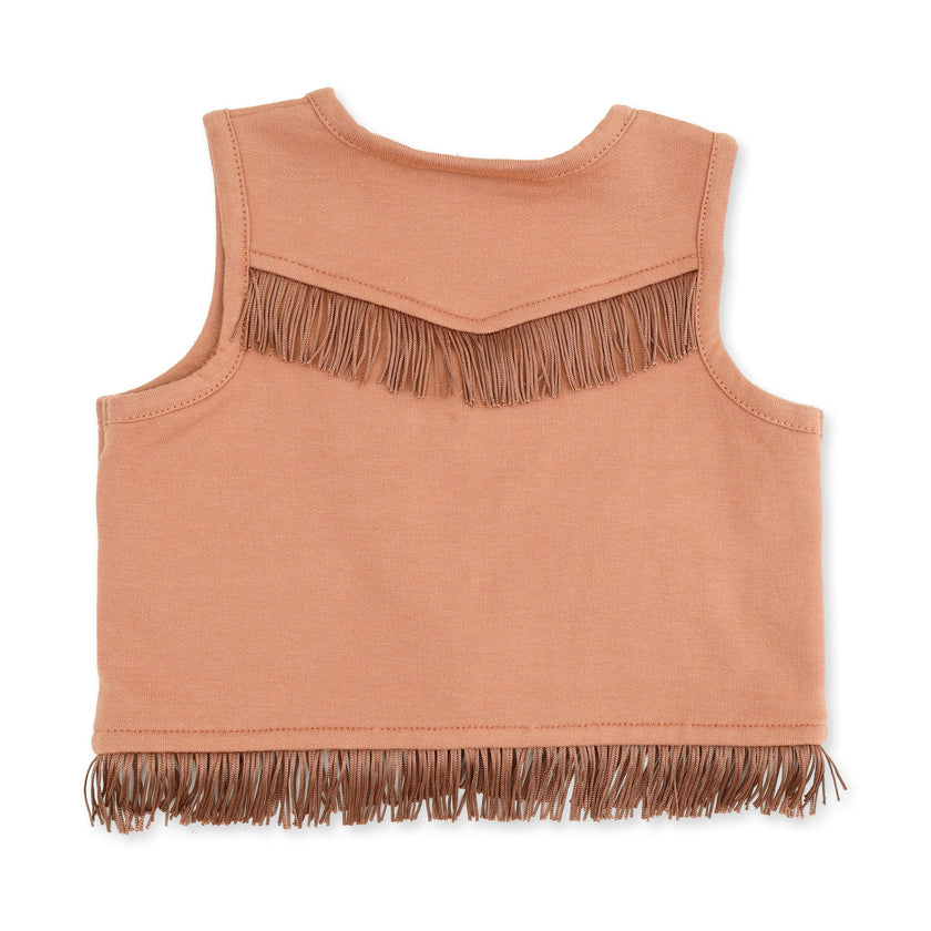 Solid Mocha Mousse - Western Fringe Vest