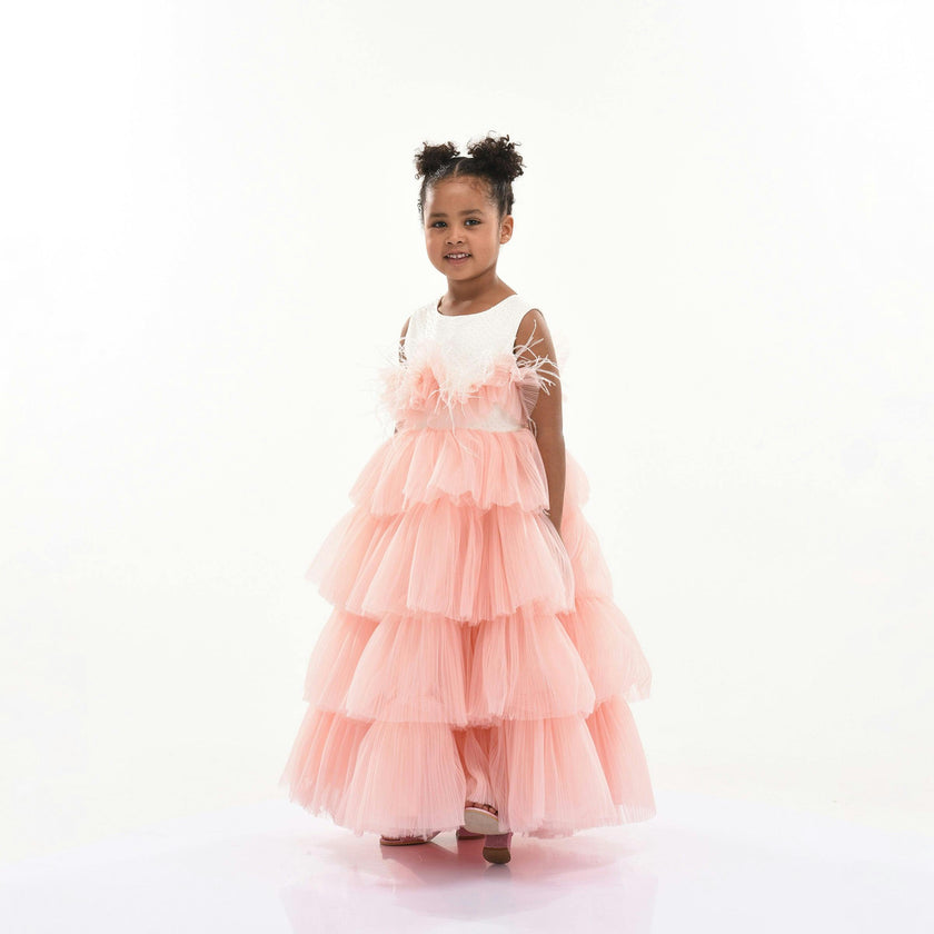 Pink Madera Tiered Tulle Dress