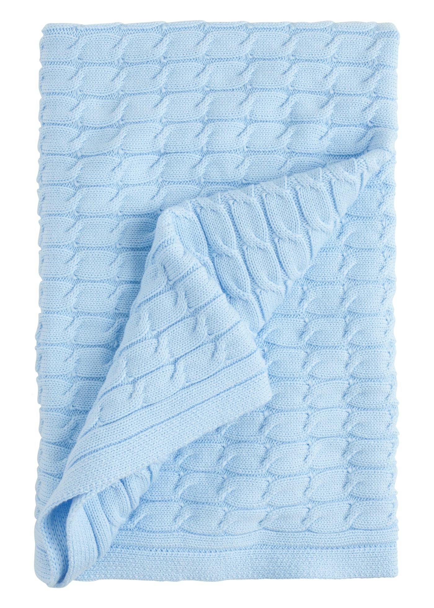 Cable Knit Blanket - Light Blue