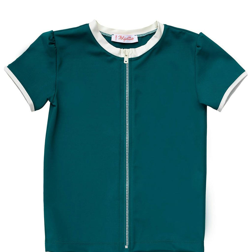 Rashguard Rose in Teal & Ivory