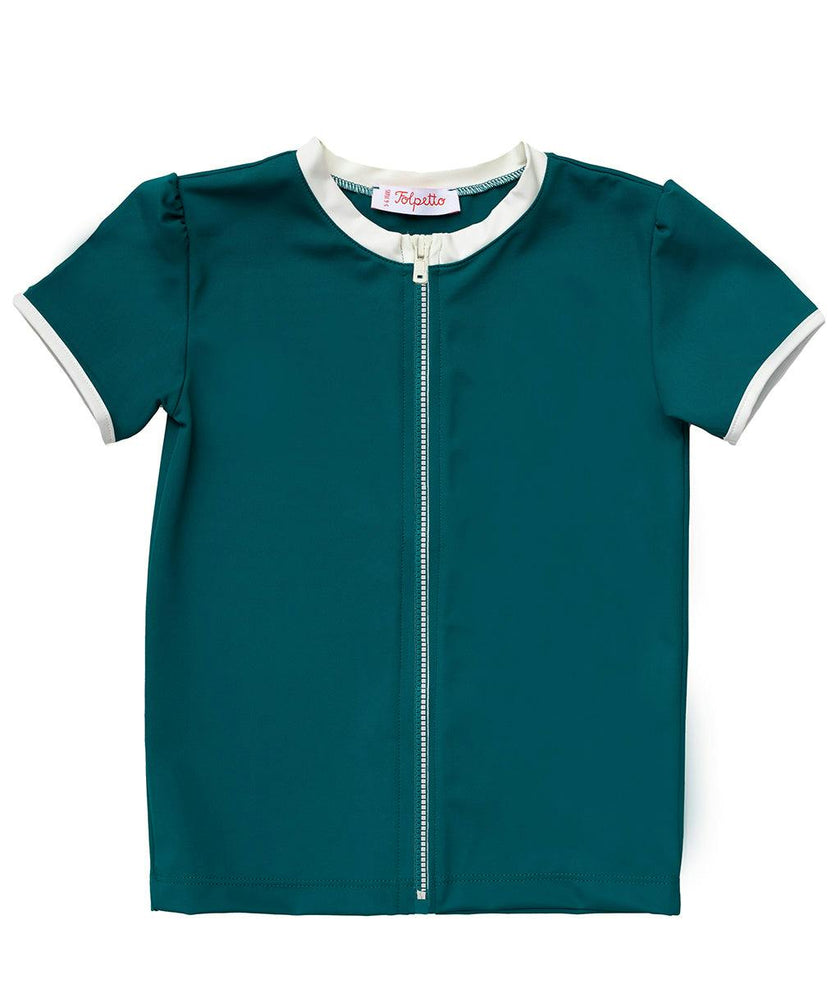 Rashguard Rose in Teal & Ivory