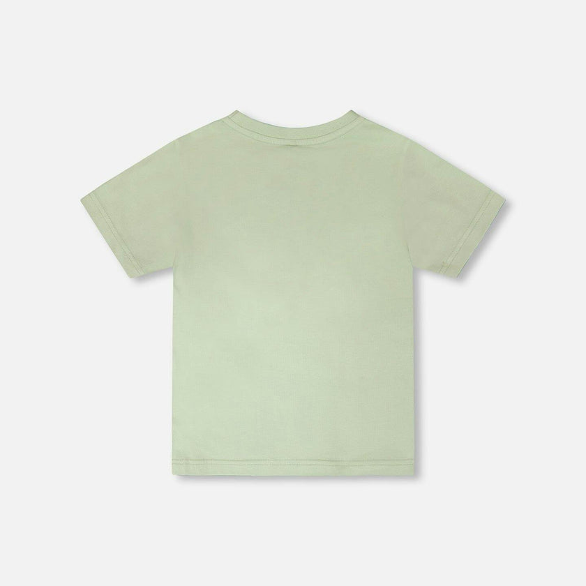 Organic Cotton Jersey T-Shirt With Mountain Print Sage