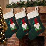 Gnome Green Hand Felted Wool Christmas Stocking