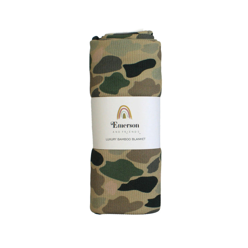 Classic Camo Waffle Knit Luxury Bamboo Blanket