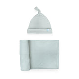 Stretch Knit Swaddle and Hat Set - Powder Blue