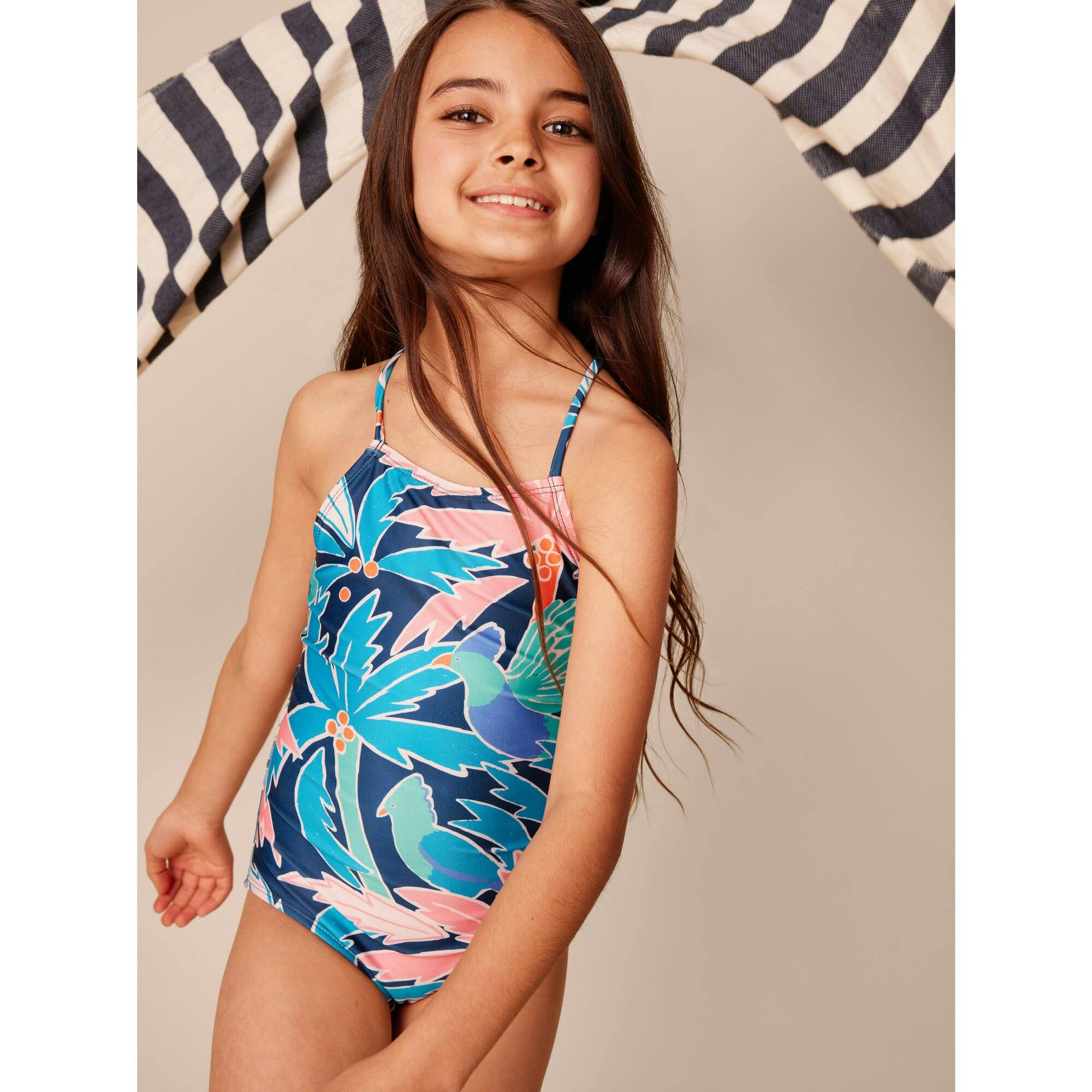 Cross Back Strap One-Piece Swimsuit, Multi
