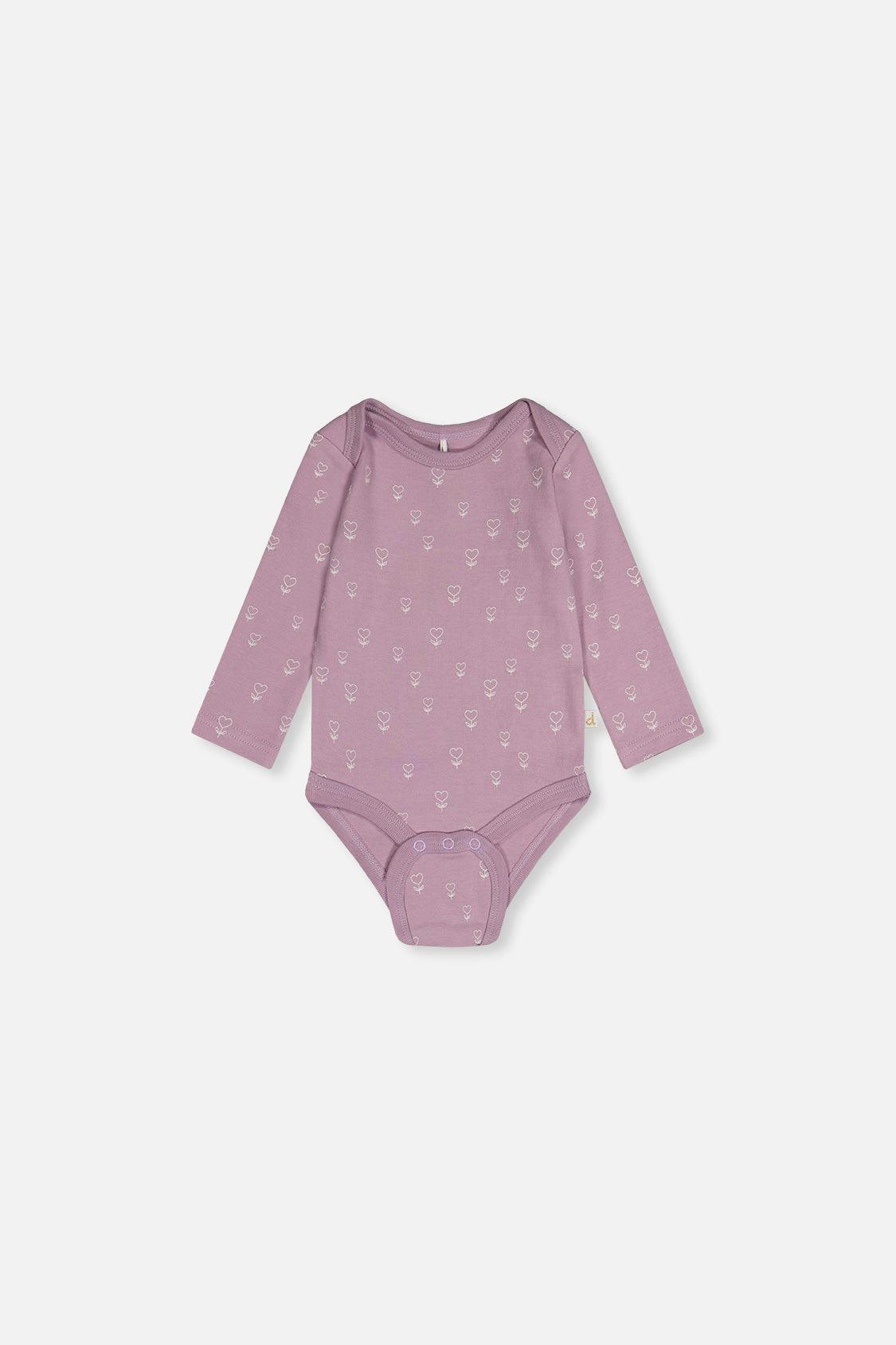 Organic Cotton Onesie Purple Floral Print
