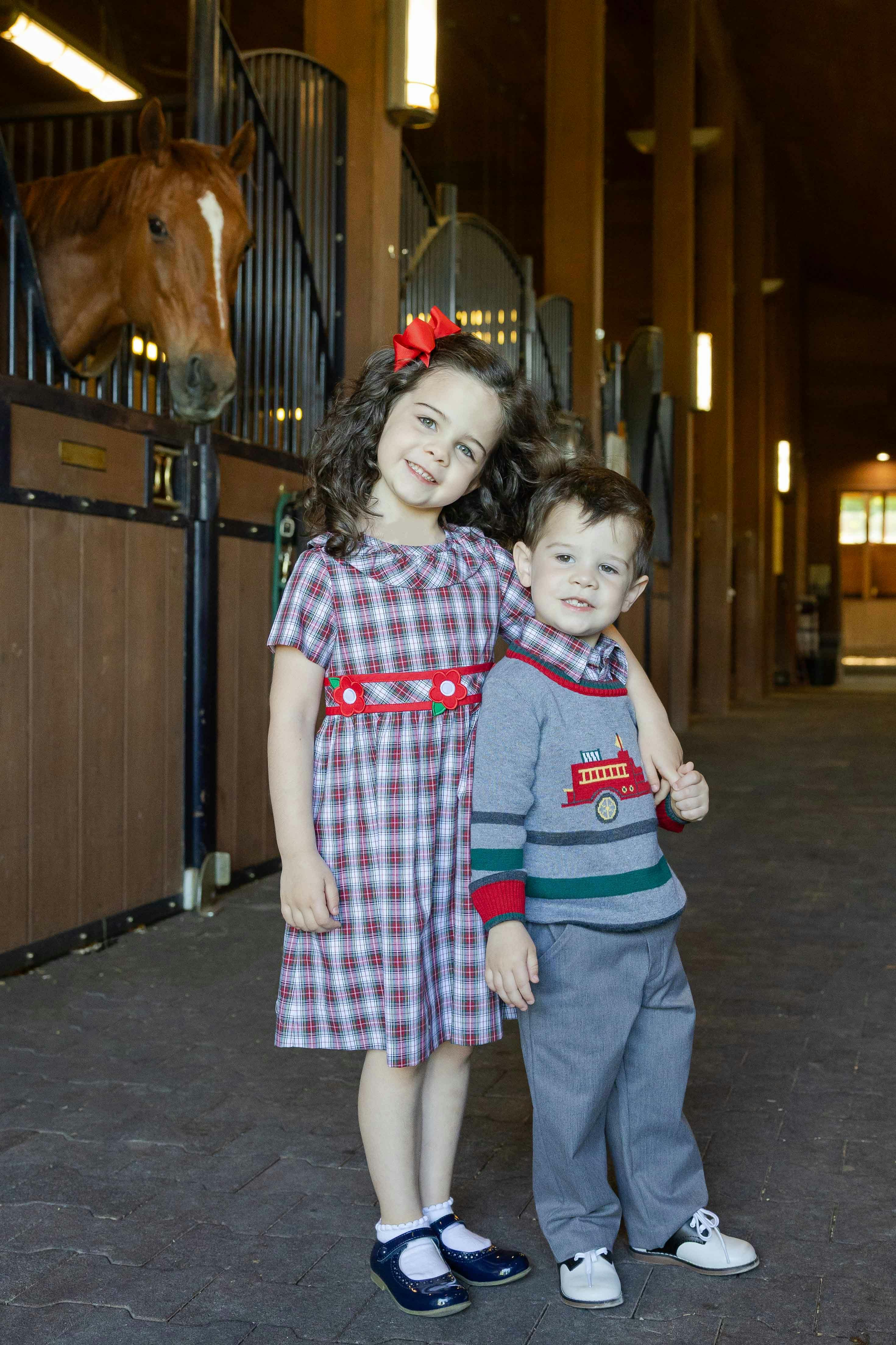 Plaid Dress with Neck Ruffle