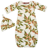 Peaches Organic Cotton Newborn Gown & Hat Set