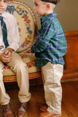 Boys John Shirt in Emerald Plaid