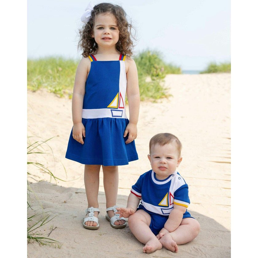 Pique Knit Shortall With Sailboat