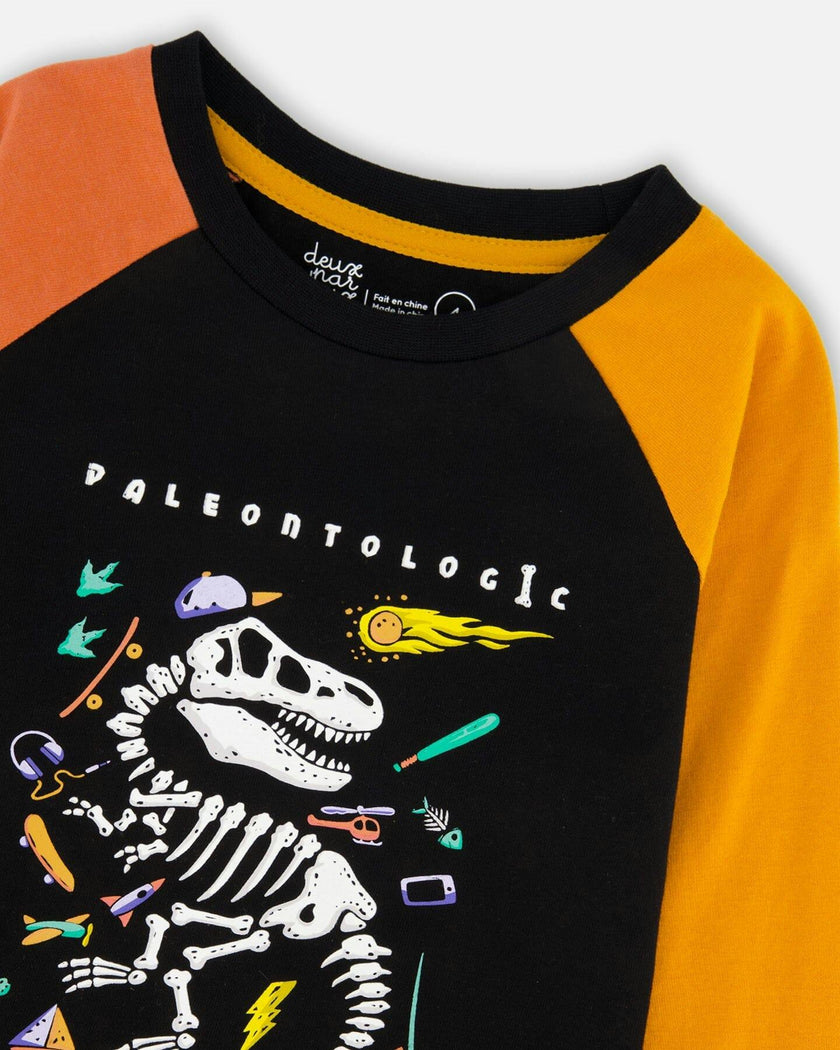 Long Sleeve Raglan T-Shirt with Glow-In-The-Dark Print