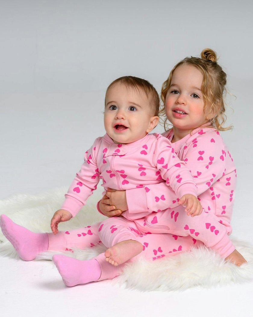 Pink-on-Pink Hearts Zip Romper