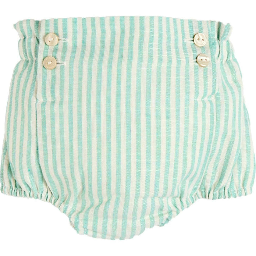 Wimbledon Stripe Button Detail Bloomers in Green (1mth-3yrs)