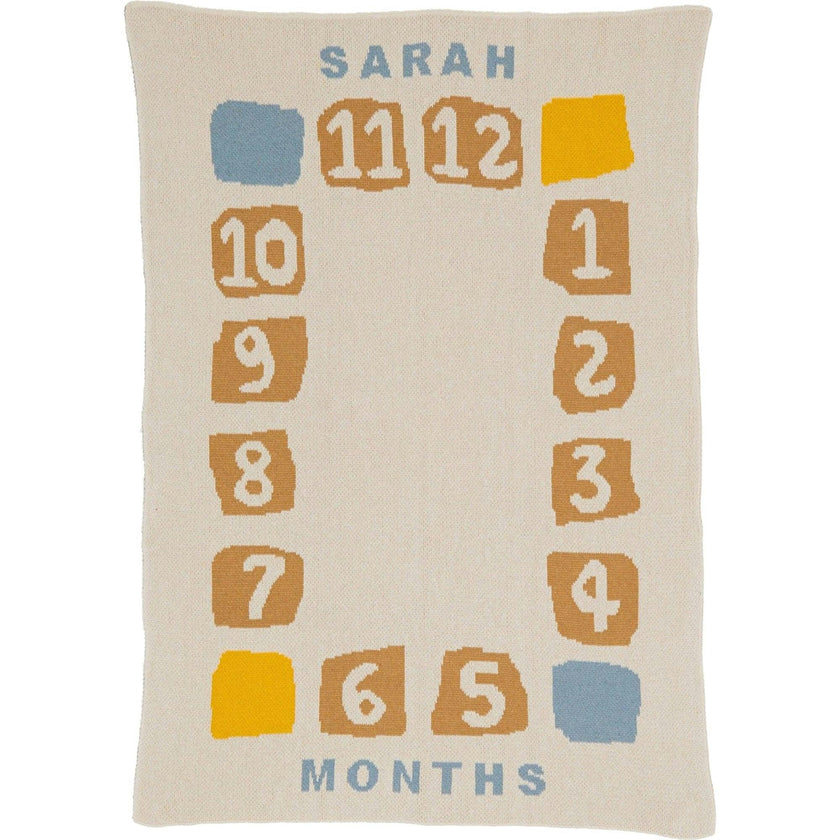 Custom Personalized Baby Sustainable Knit Throw Blanket - Block Milestone