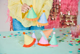 Packed Party Top Off the Fun Mini Glitter Party Hats Set of 8 - Shimmering Glitter Hats with Pom Pom Tops and Gold Elastic Straps, One Size Fits All