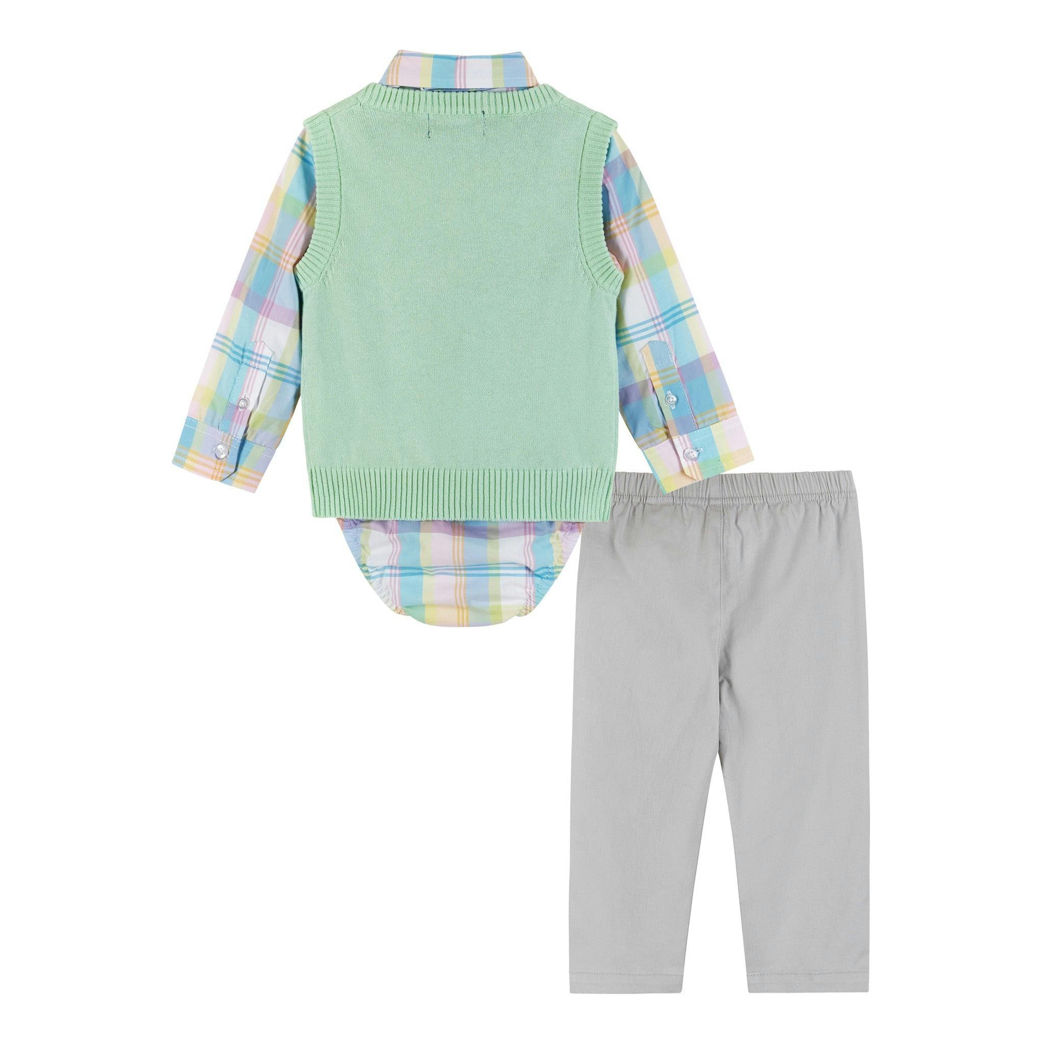 Infant Plaid Poplin and Sweater Vest Set