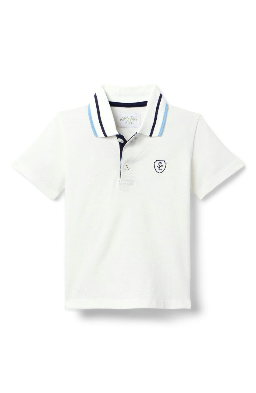 Archie Polo  - Off-White w/Stormy Blue