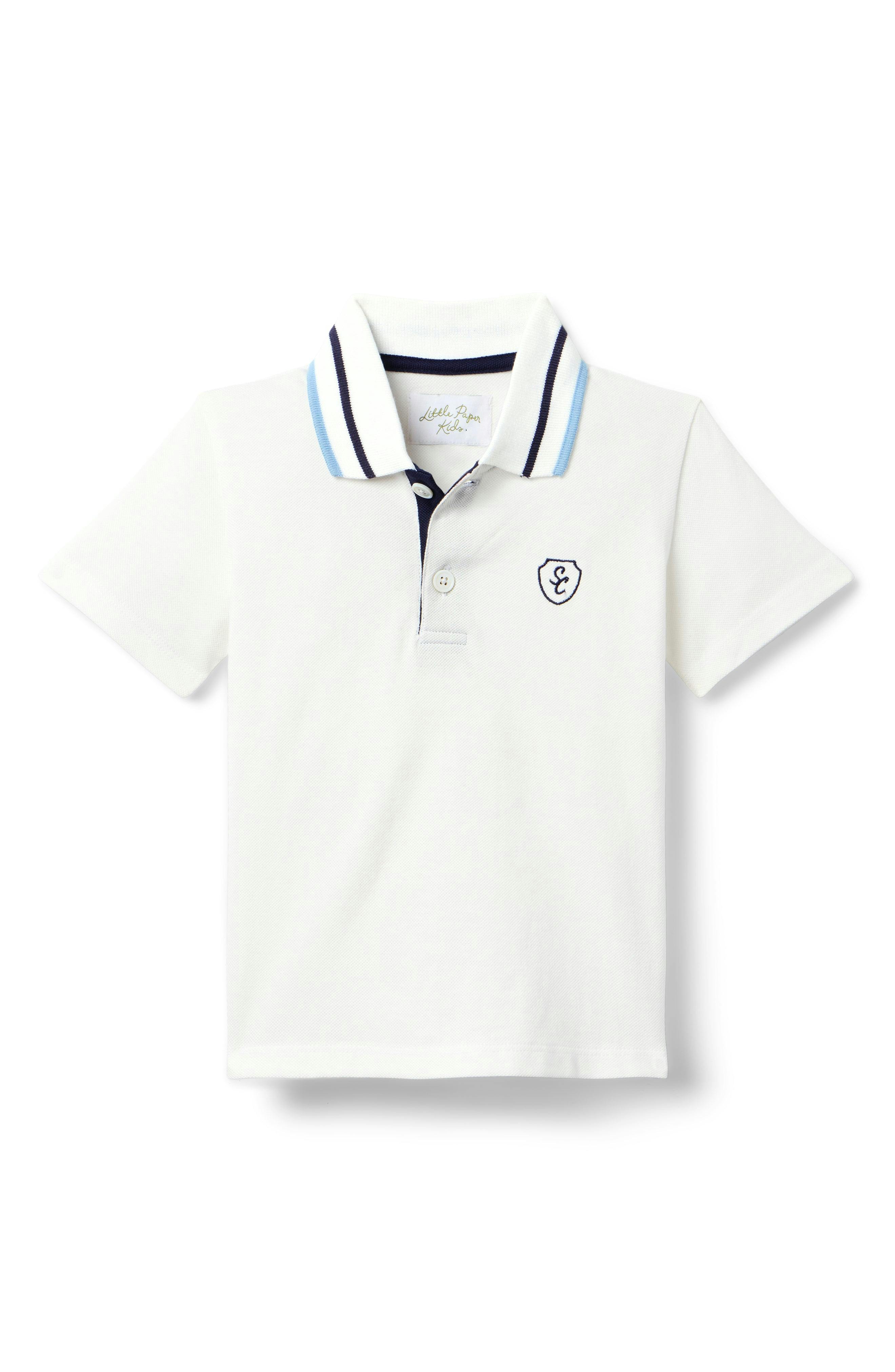 Archie Polo  - Off-White w/Stormy Blue