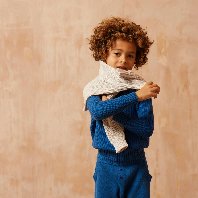 Moss Stitch Jumper | Cobalt Blue