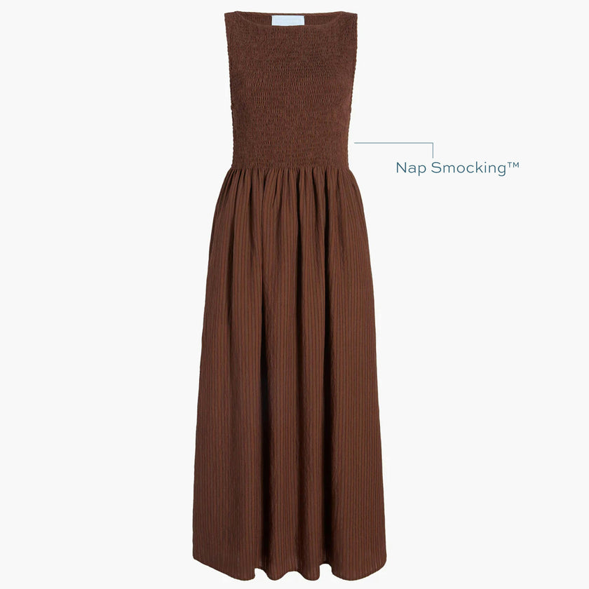 The Cosima Nap Dress - Chocolate Tonal Seersucker