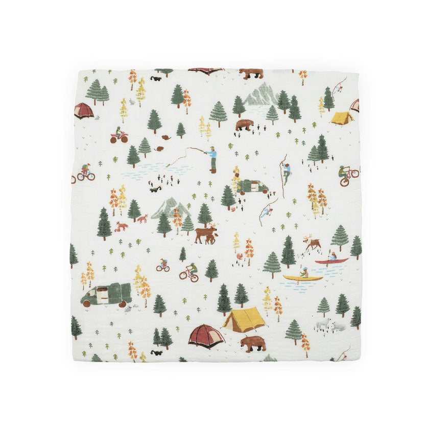 Organic Cotton Muslin Swaddle Blanket 2 Pack - Alpine Adventure