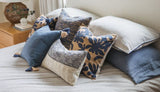 Tide Stripe Blue & Ivory Distressed Lumbar Pillow