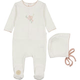 Heirloom Blossom Footie & Hat Set Ivory & Pink