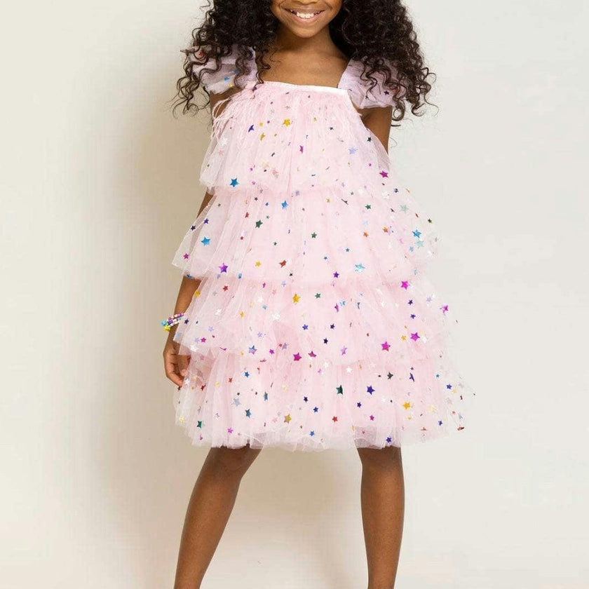 Feather Rainbow Stars Tulle Dress