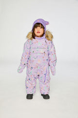 Baby One Piece Snowsuit Adapted For Car Seats Purple Cat Print