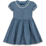 Organic Puff Sleeve Pintuck Chambray Dress, Blue