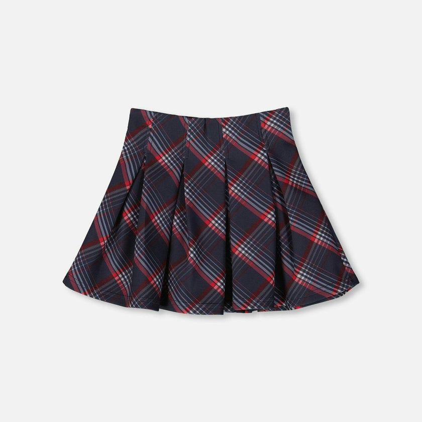 Pleated Milano Skirt Red and Navy Plaid