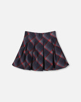 Pleated Milano Skirt Red and Navy Plaid